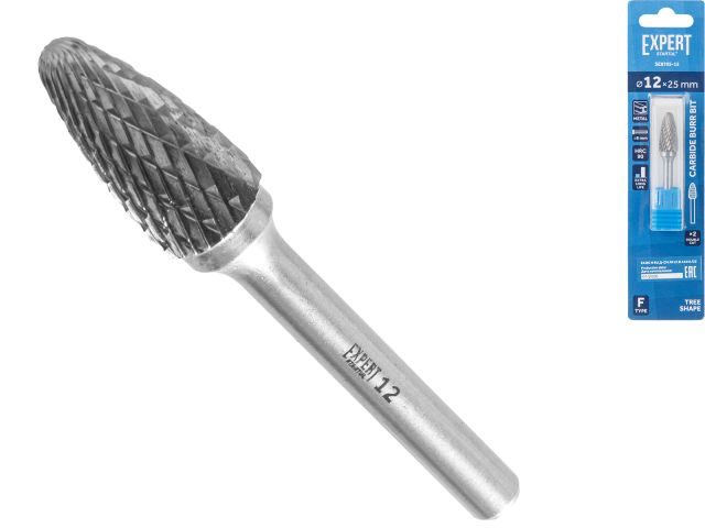 Борфреза твердосплавная тип F 12x25мм EXPERT STARTUL (параболическая, по металлу)