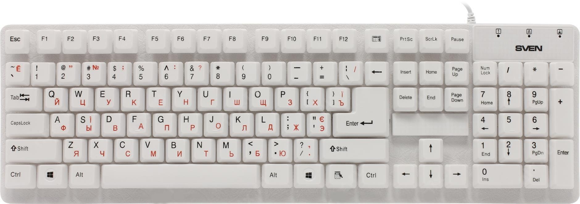 Клавиатура Sven Standard 301 USB белый (SV-03100301UW)