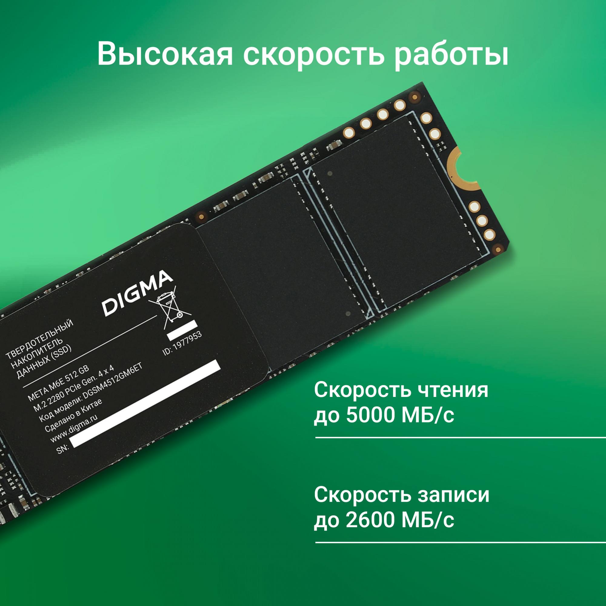 SSD диск Digma Meta M6E 512Gb (DGSM4512GM6ET)