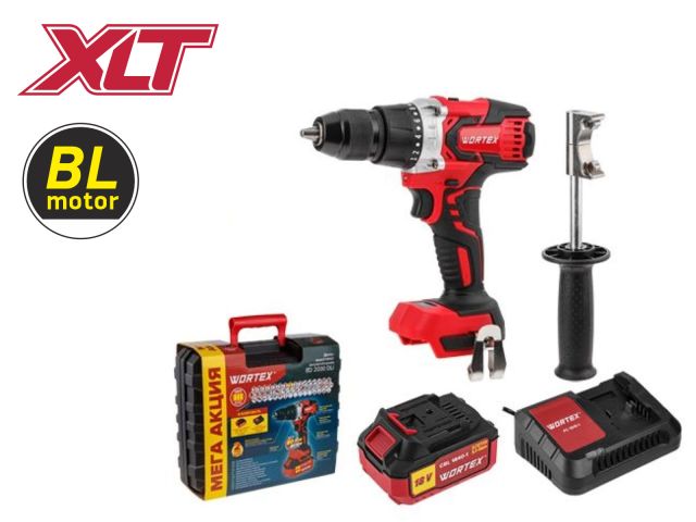 Аккум. дрель-шуруповерт WORTEX BD 2030 Dli в чем. ALL1 XLT SET БЕСЩЕТ., 18 В, 80 Н*м, 1х4 Ач (шурупы до 13 мм)