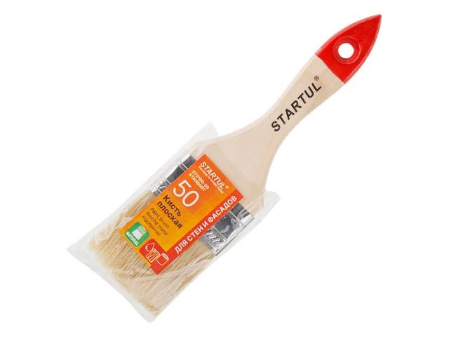 Кисть плоская 2"-50мм STARTUL STANDART+ (покраска стен и фасадов, флейцевая малярная, все типы ЛКМ, удлиненная щетина, утолщенная рукоять)