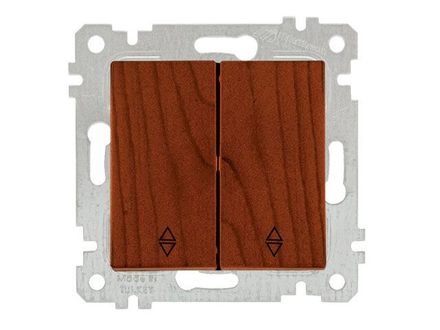 Выключатель проходной 2-клав. (скрытый, без рамки, пруж. зажим) вишня, RITA, MUTLUSAN (10 A, 250 V, IP 20)