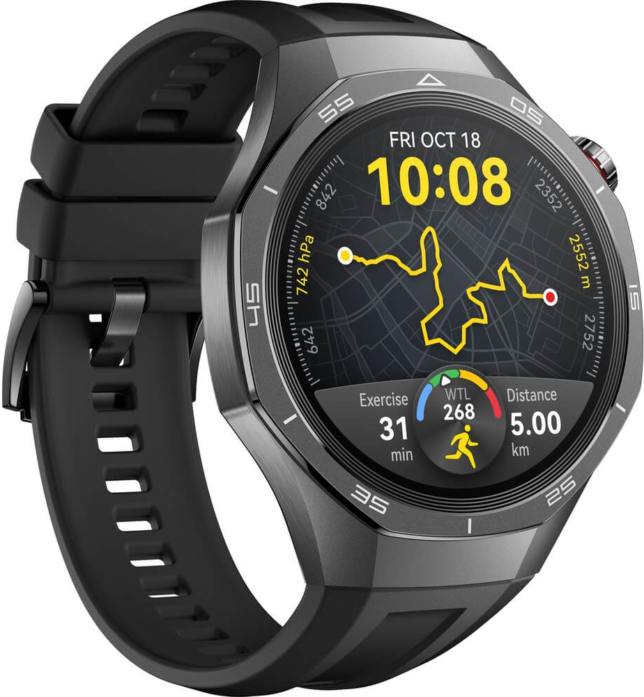 Умные часы Huawei Watch GT 5 Pro 46мм VLI-B29 Black Fluoroelastomer Strap (55020DGH)