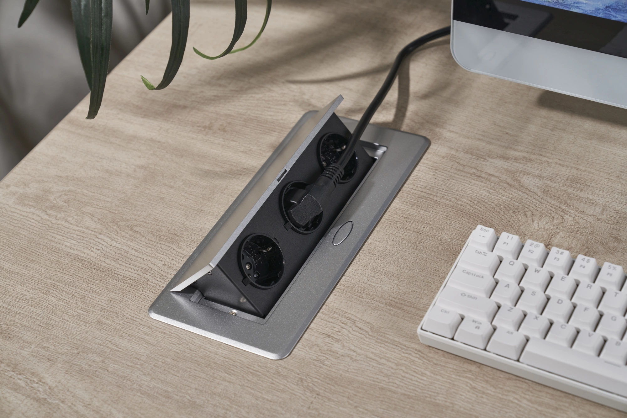 Розетка для столешницы Cactus CS-SOCKET-EU3-GYBK серый