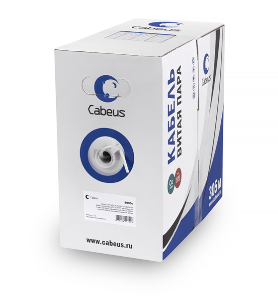 Кабель витая пара Cabeus UTP-4P-Cat.5e-SOLID-GY-LIGHT серый