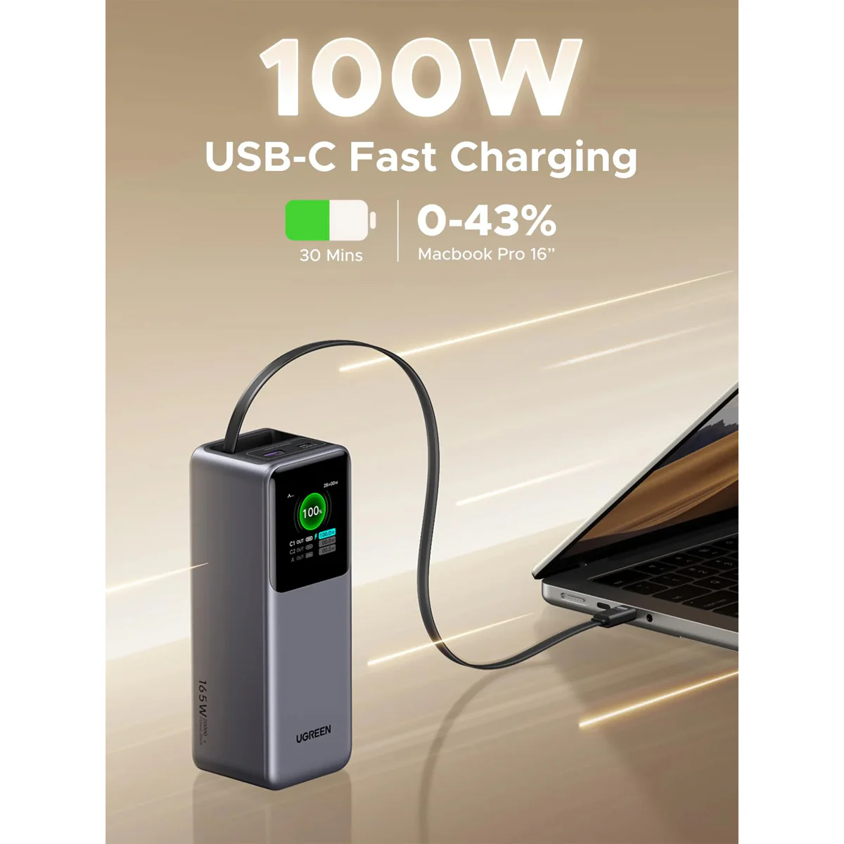 Портативное зарядное устройство Ugreen PB726 Space Gray (55987B)