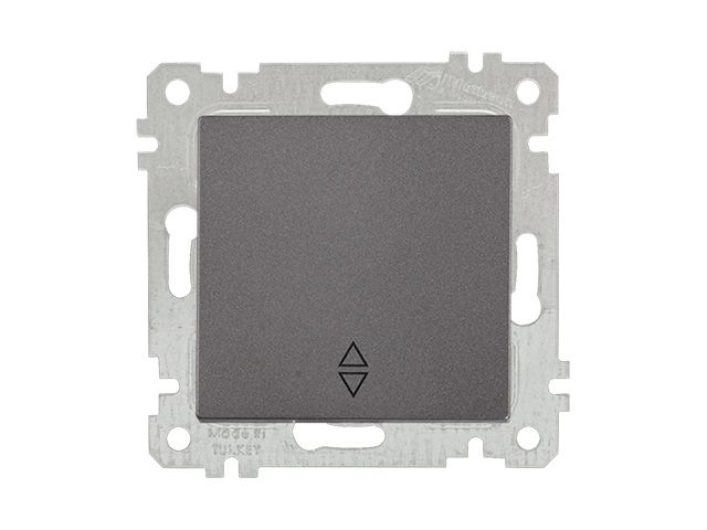 Выключатель проходной 1-клав. (скрытый, без рамки, винт. зажим) дымчатый,, RITA, MUTLUSAN (10 A, 250 V, IP 20)