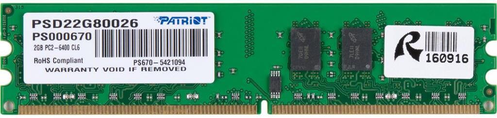 Оперативная память Patriot DDR2-800 2048 MB PC-6400 (PSD22G80026)