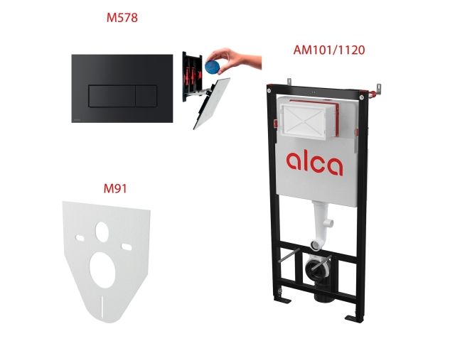 Инсталляционный сет 4 в 1 с кнопкой M578, Alca (Alcaplast)