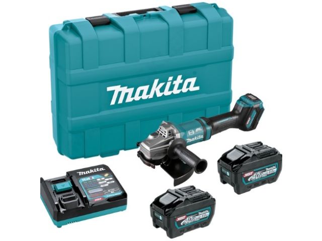Аккум. углошлифмашина MAKITA GA038GT201 MAKPACK + АКЦИЯ АКБ/ЗУ (40.0 В, 2 акк., 5.0 А/ч, Li-Ion,Акция + набор акум. 4,0А/ч и зарядное арт.191J67-0)