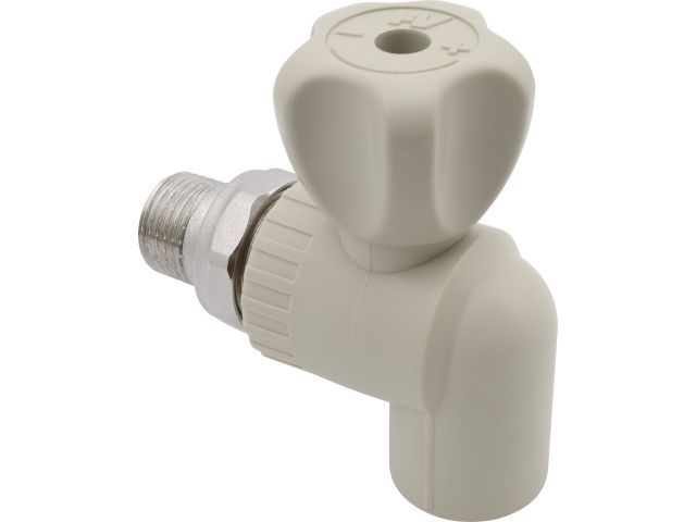 Кран шар. ПП для радиатора 20х1/2" угл., сер. FV Plast (Под заказ кратно коробкам)