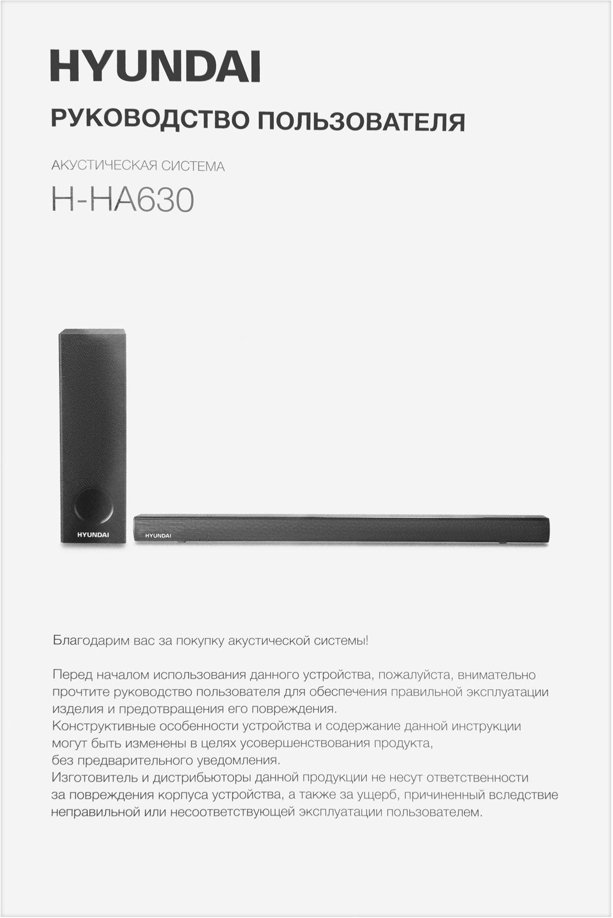 Саундбар Hyundai H-HA630 черный