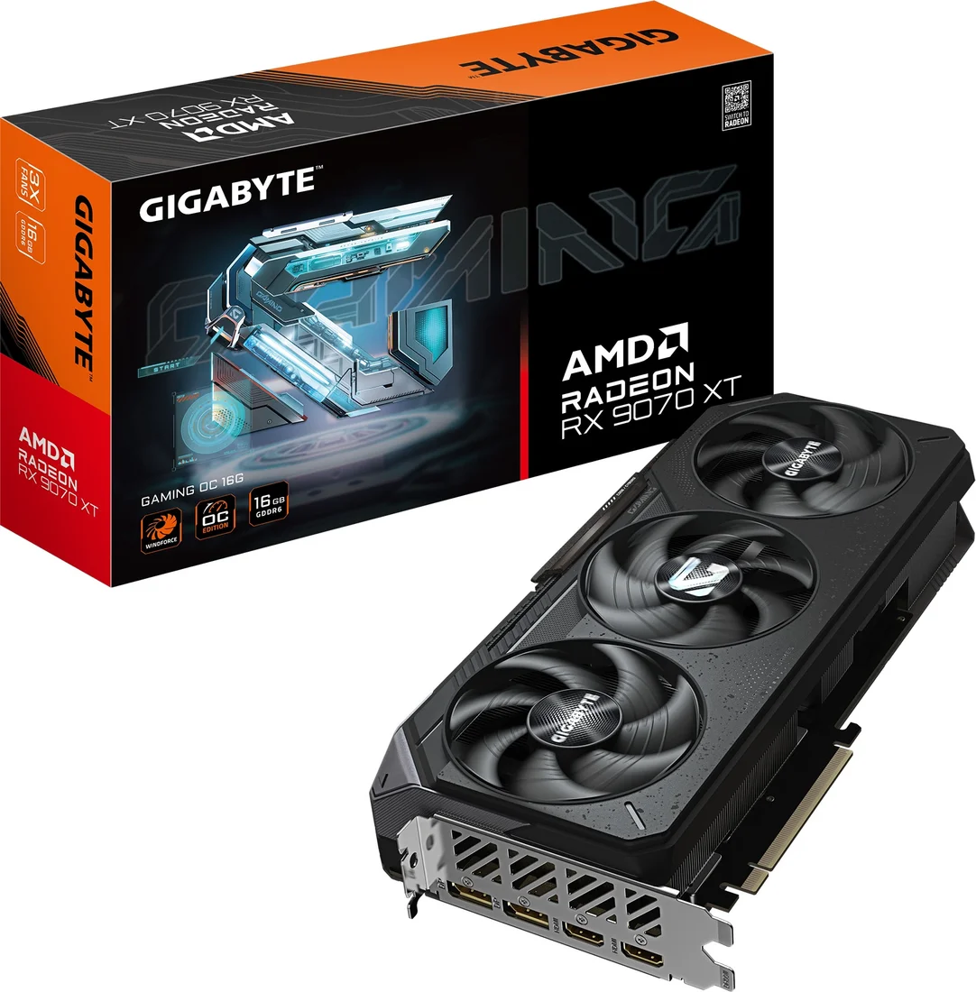 Видеокарта Gigabyte Radeon RX 9070 XT Gaming OC 16GB GDDR6 (GV-R9070XTGAMING OC-16GD)