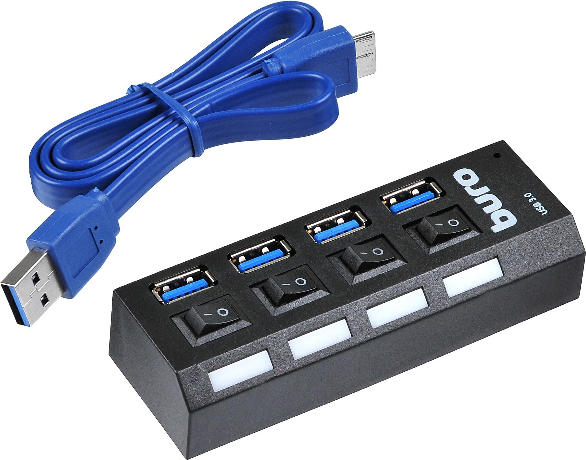 USB-хаб Buro BU-HUB4-U3.0-L черный