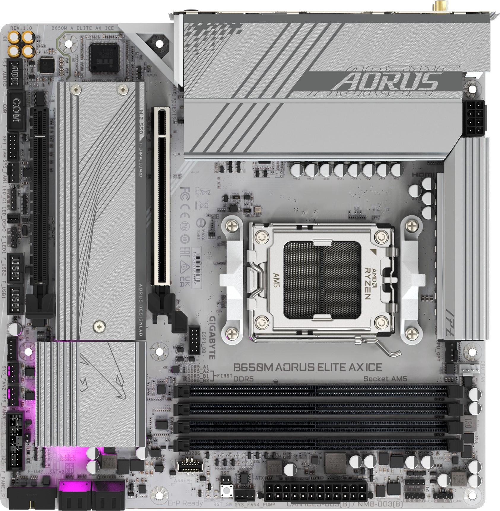 Материнская плата GigaByte B650M Aorus Elite AX Ice