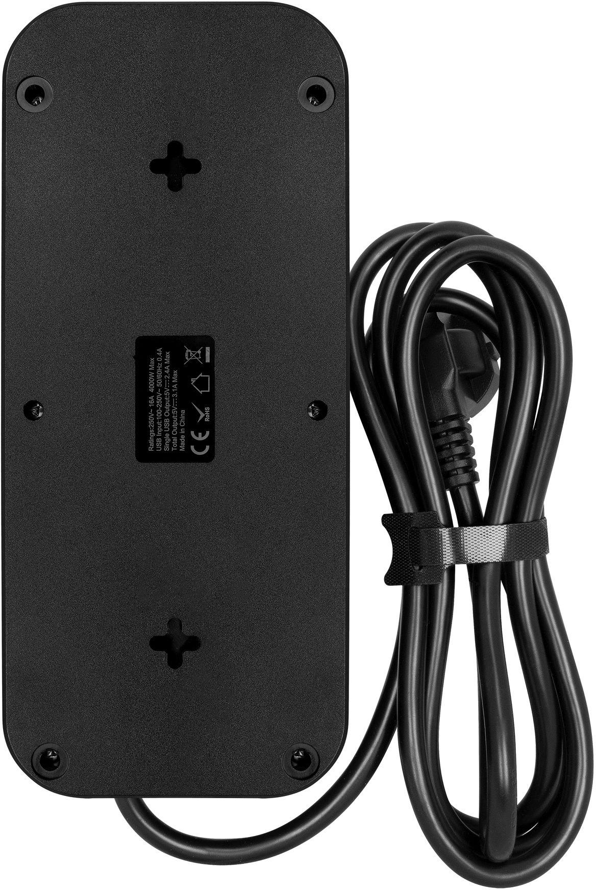 Сетевой фильтр Powercom SP-08 USB03AB 3.0м 8 розеток черный
