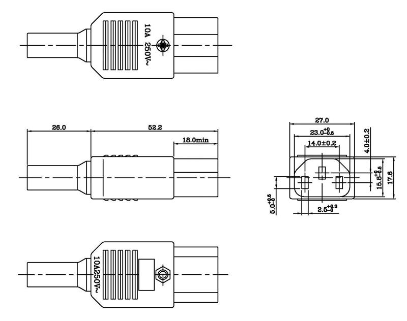 Вилка электрическая Hyperline CON-IEC320C13 черный