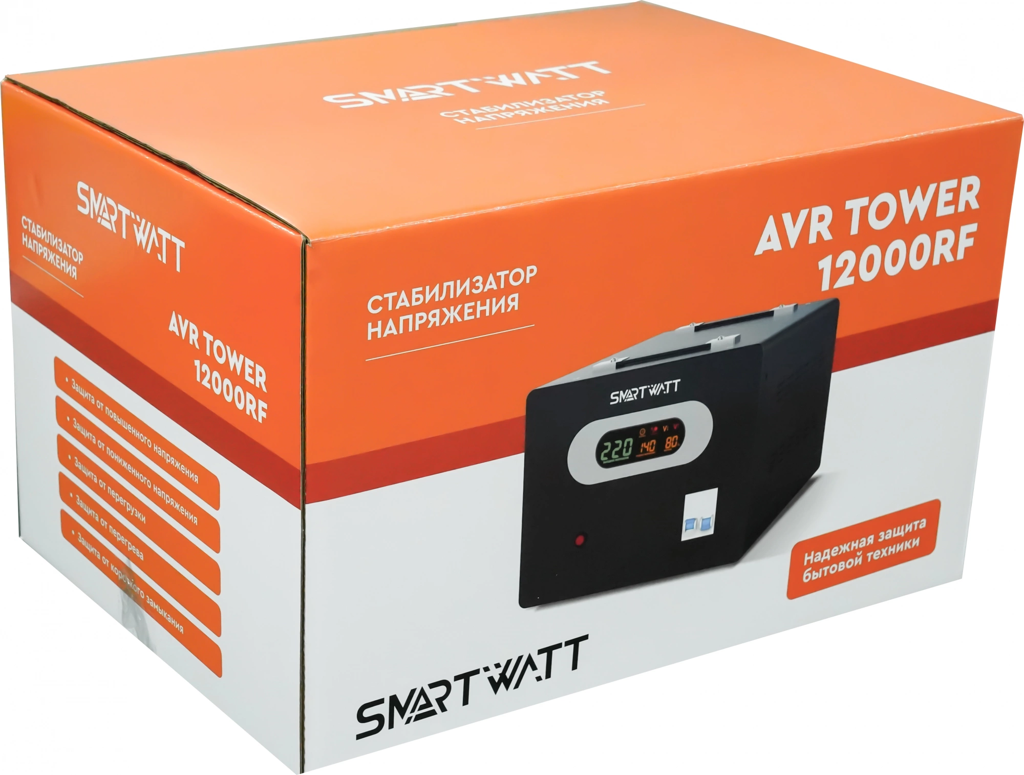 Стабилизатор напряжения Smartwatt AVR Tower 12000RF черный (4512020370001)