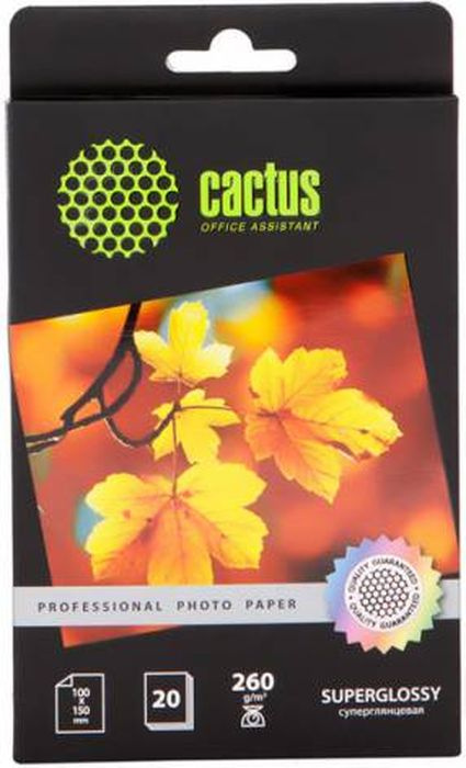 Фотобумага Cactus Суперглянцевая A6 260 г/кв.м. 20 листов CS-HGA626020
