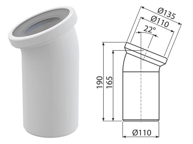 Колено для унитаза 22°, Alcaplast