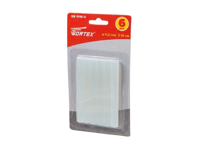 Клеевые стержни WORTEX GS1110 U (универс., 11.2х100 мм, 6 шт в блистере) (PVC универсальный, 11,2х100 мм, 6 шт)