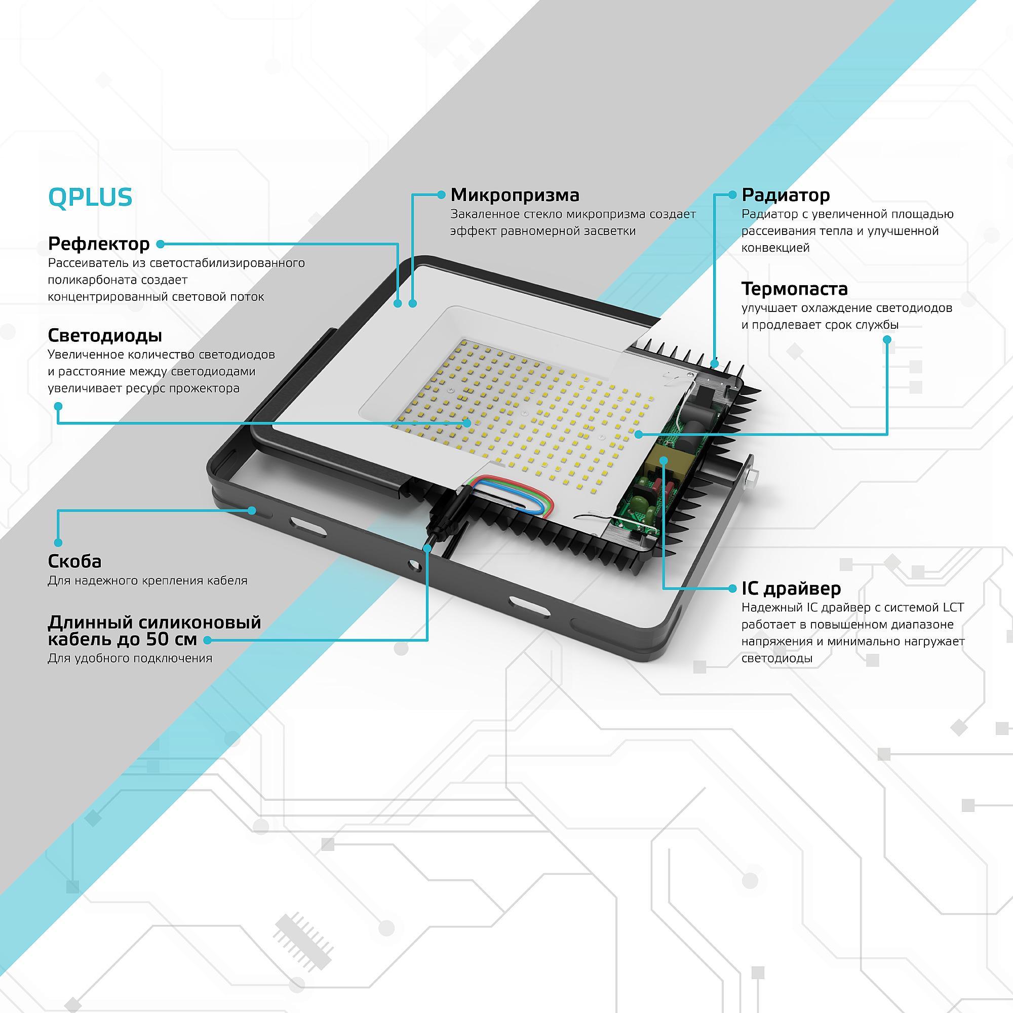Прожектор уличный Gauss Qplus 690511310 серый