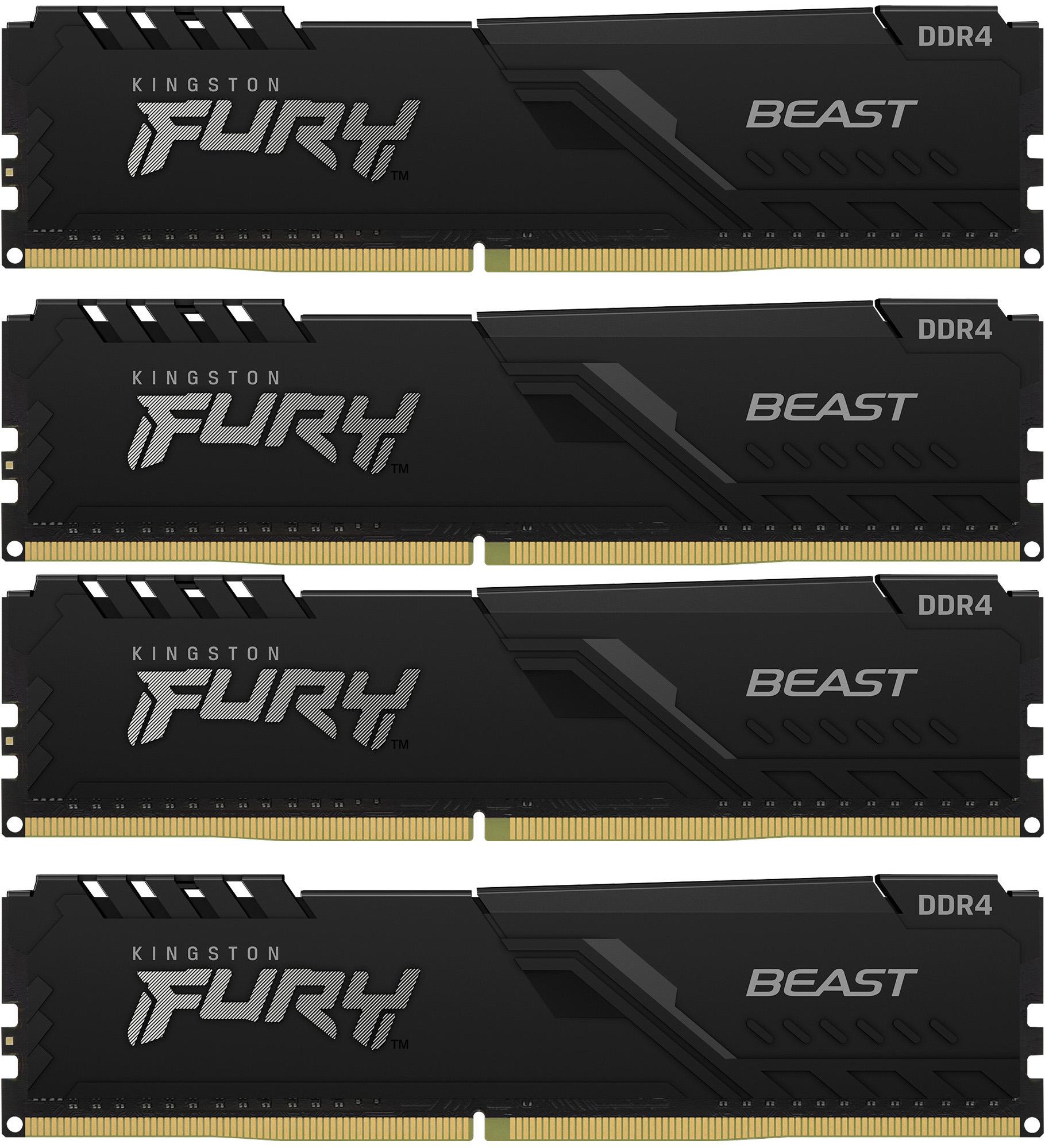Оперативная память Kingston Fury Beast Black 4x32GB DDR4 (KF432C16BBK4/128)