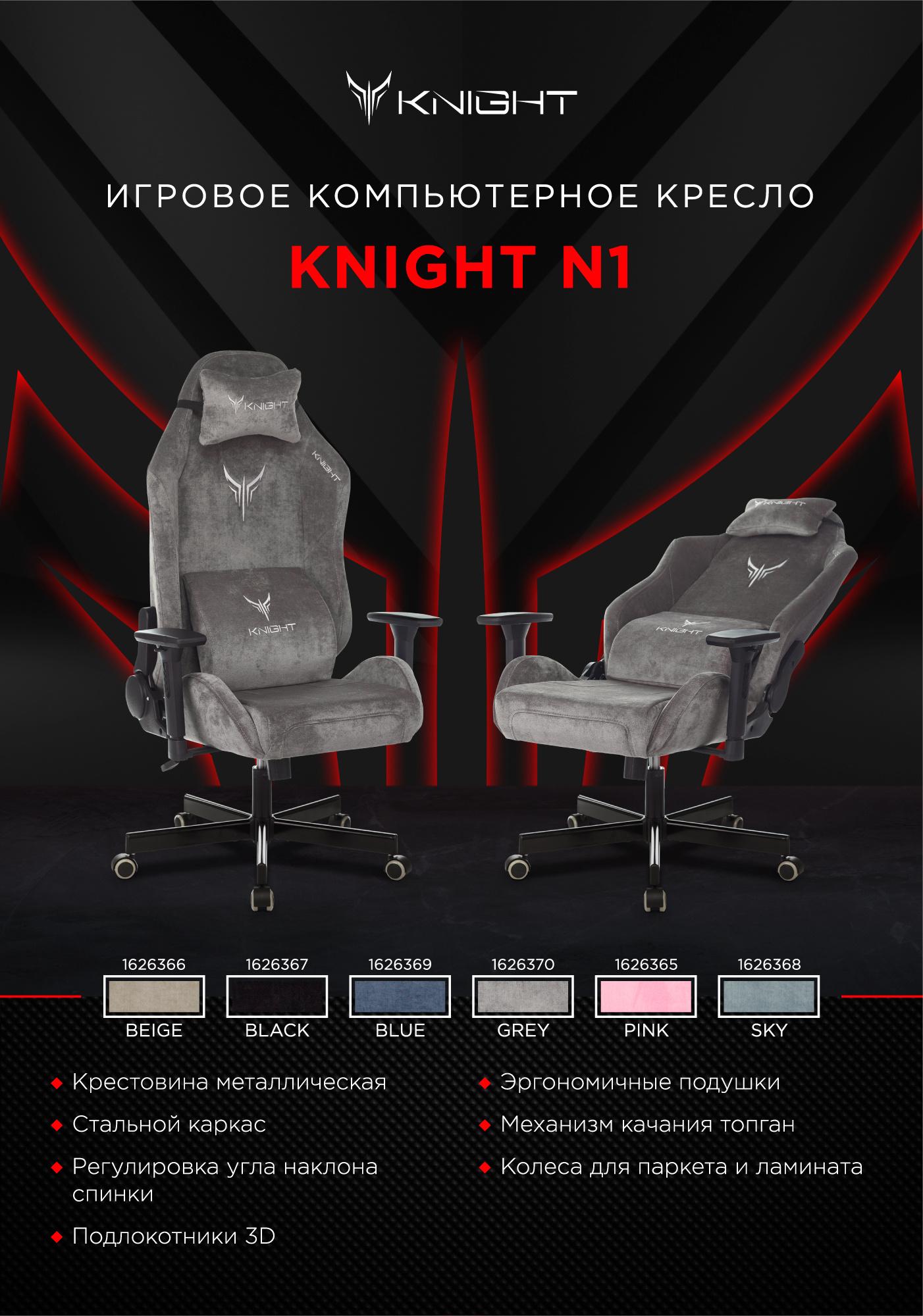 Геймерское кресло Knight N1 Fabric Grey