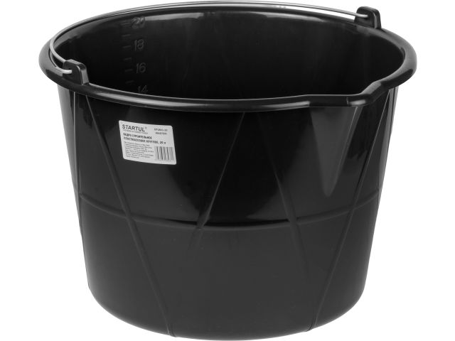 Ведро строительное 20 л пластм. круглое STARTUL MASTER (ST0803-20) (с мерной шкалой и носиком, усилено доп.ребрами жесткости)