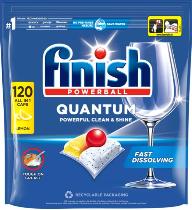 Капсулы для посудомоечных машин Finish Powerball Quantum All in 1 Лимон 120шт