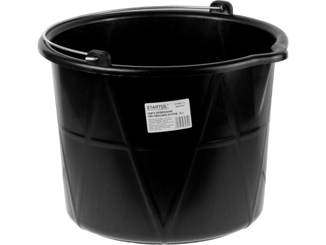 Ведро строительное 16 л пластм. круглое STARTUL MASTER (ST0803-16) (с мерной шкалой и носиком, усилено доп.ребрами жесткости)