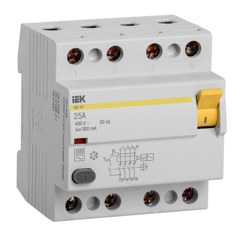 Выключатель дифференциального тока IEK MDV10-4-025-300 белый