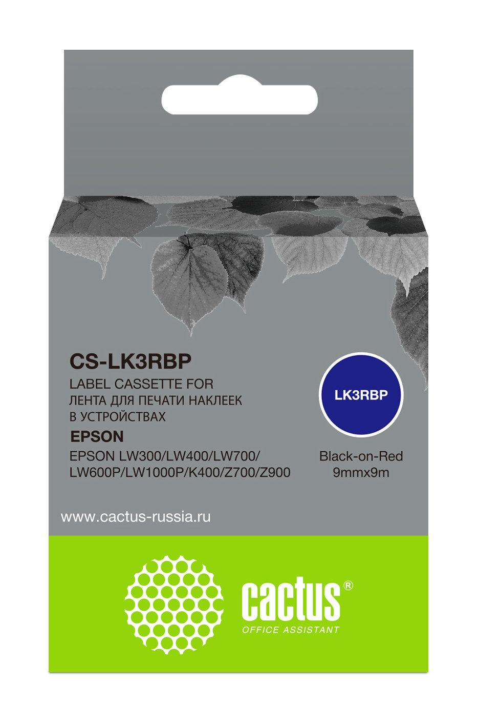 Картридж ленточный Cactus CS-LK3RBP черный на красном
