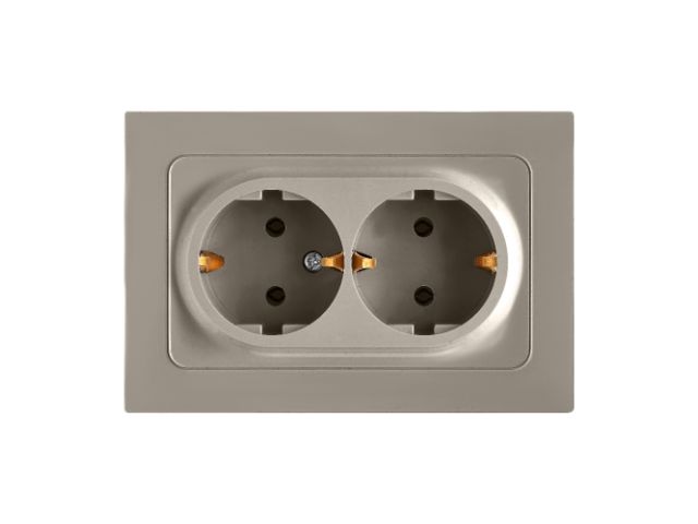 Розетка 2-ая (скрытая, с/з,) песочная, Astrum, BYLECTRICA