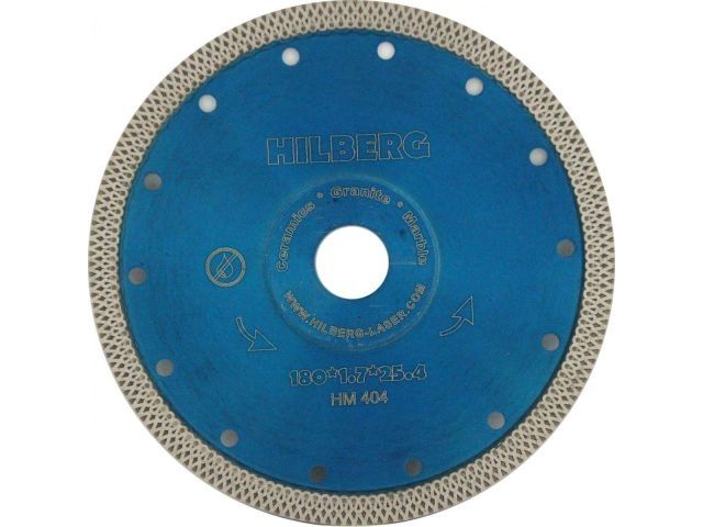 Алмазный круг 180х22,23 мм по керамике сплошн.ультратонкий Turbo HILBERG