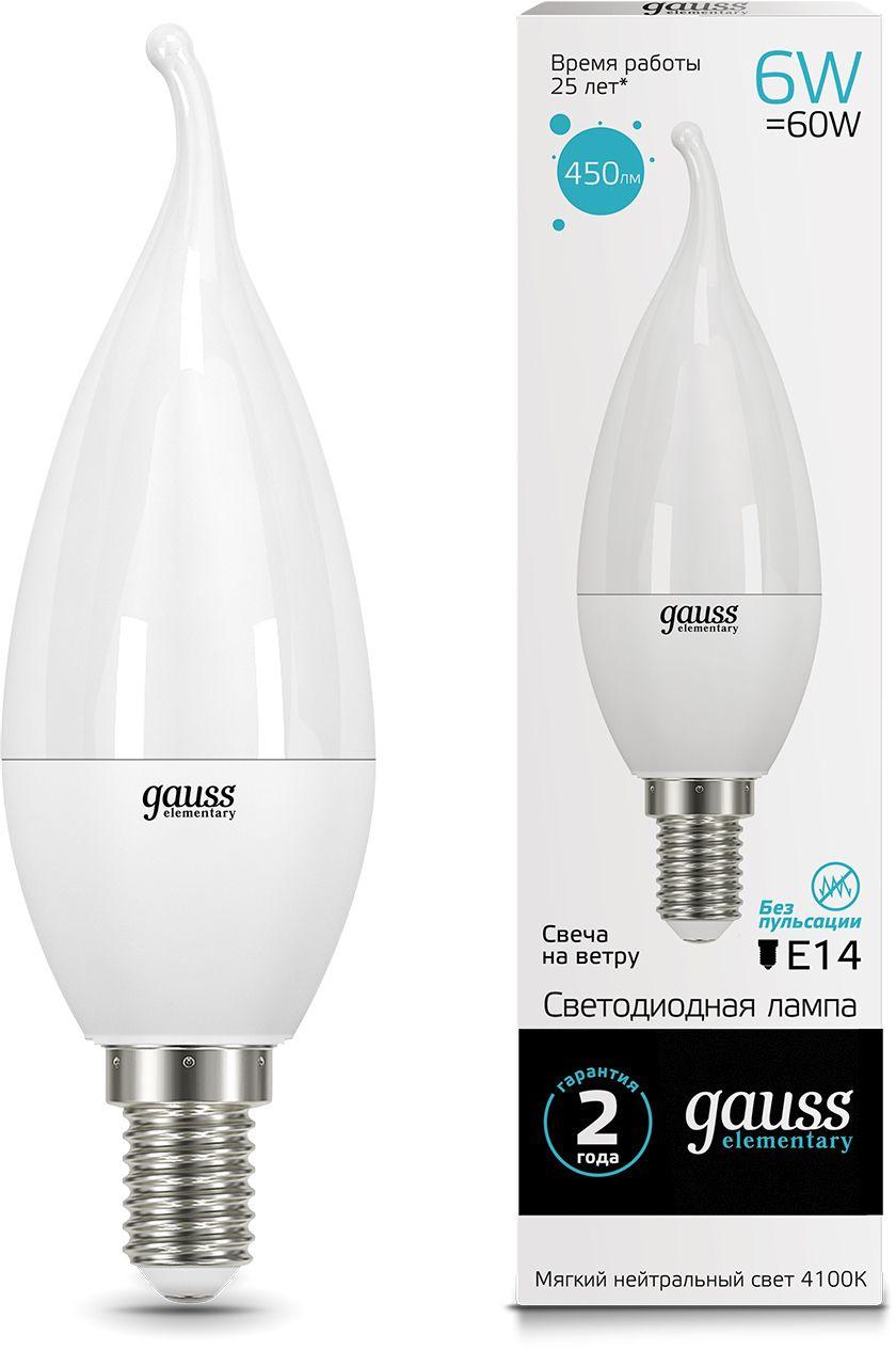 Светодиодная лампа Gauss Elementary 6Вт E14 220B 4100K 10шт (34126-10)