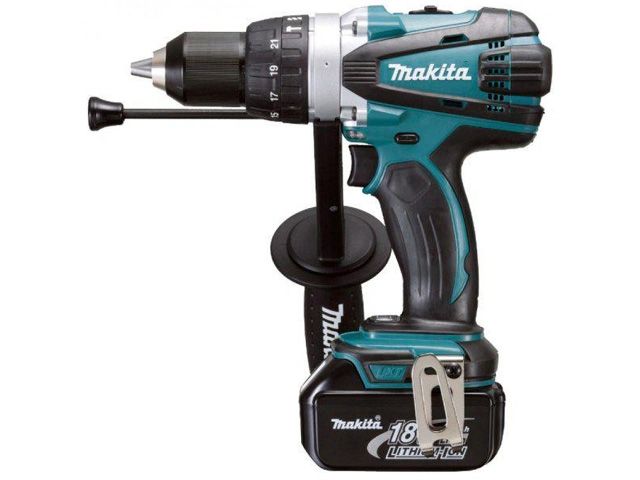 Аккум. ударная дрель-шуруповерт MAKITA LXT DHP 458 RFE в чем. (18.0 В, 2 акк., 3.0 А/ч Li-Ion, 2 скор., 91 Нм, шурупы до 10 мм, сверление в металле до