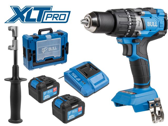 Аккум. дрель-шуруповерт BULL SR 1805 Xcase XLTpro, 2х6 А*ч, БЕСЩЕТ., 18 В, 120 Н*м, БЗП(мет.) 13 мм (Доп. функции: Ударное сверление, "AntiKickback",