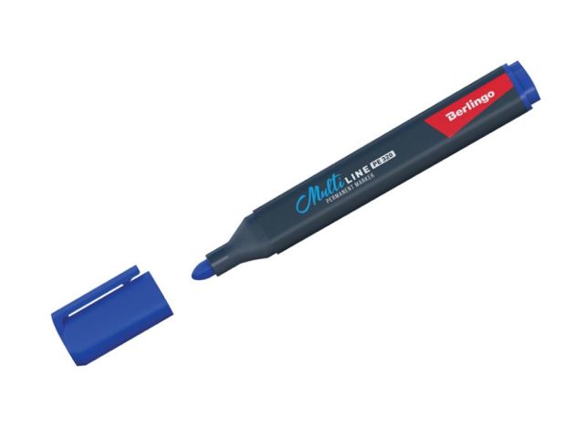 Маркер промышл. перманентный синий BERLINGO MULTILINE PE320 (Толщина линии 3 мм. Пулевидный. Цвет: синий.)