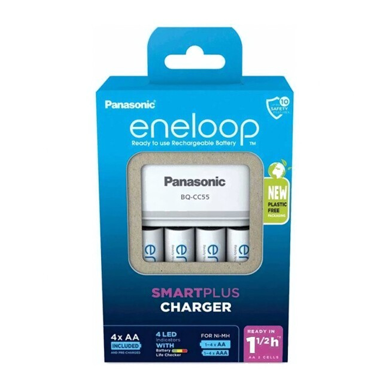 Аккумулятор с зарядным устройством Panasonic Eneloop BQ-CC55/4xBK-3MCDE Smart&Quick (K-KJ55MCD40E	)