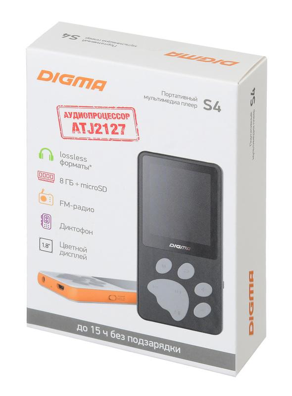 MP3-плеер Digma S4 8 Gb белый/оранжевый (S4WO)