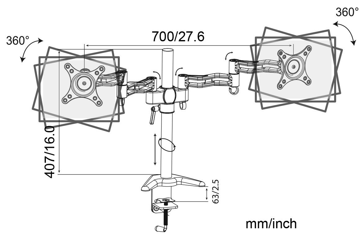 Кронштейн Cactus CS-VM-D08-BK черный