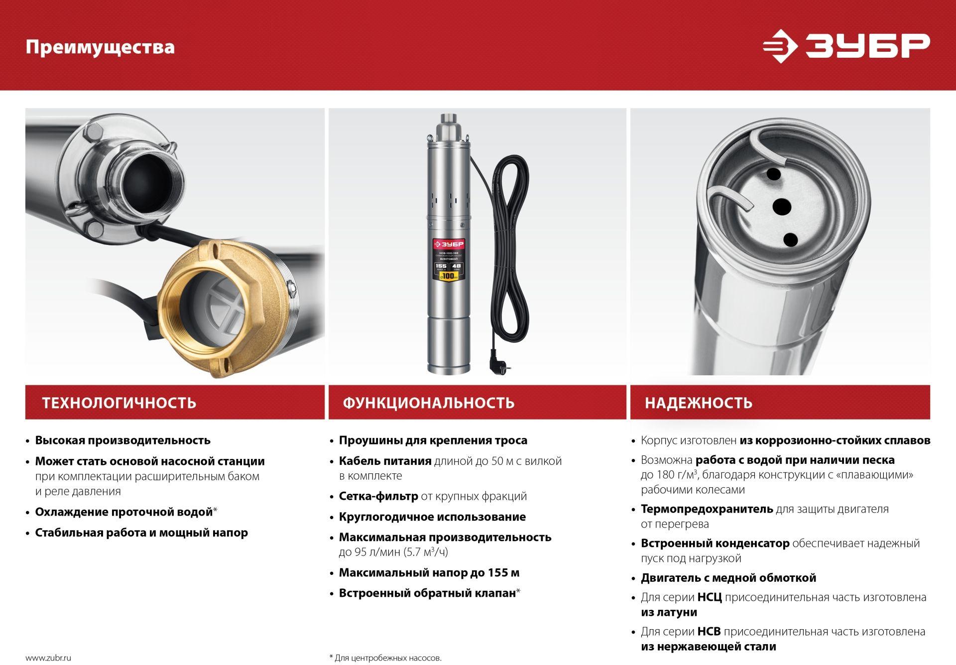 Скважинный насос Зубр НСЦ-100-135