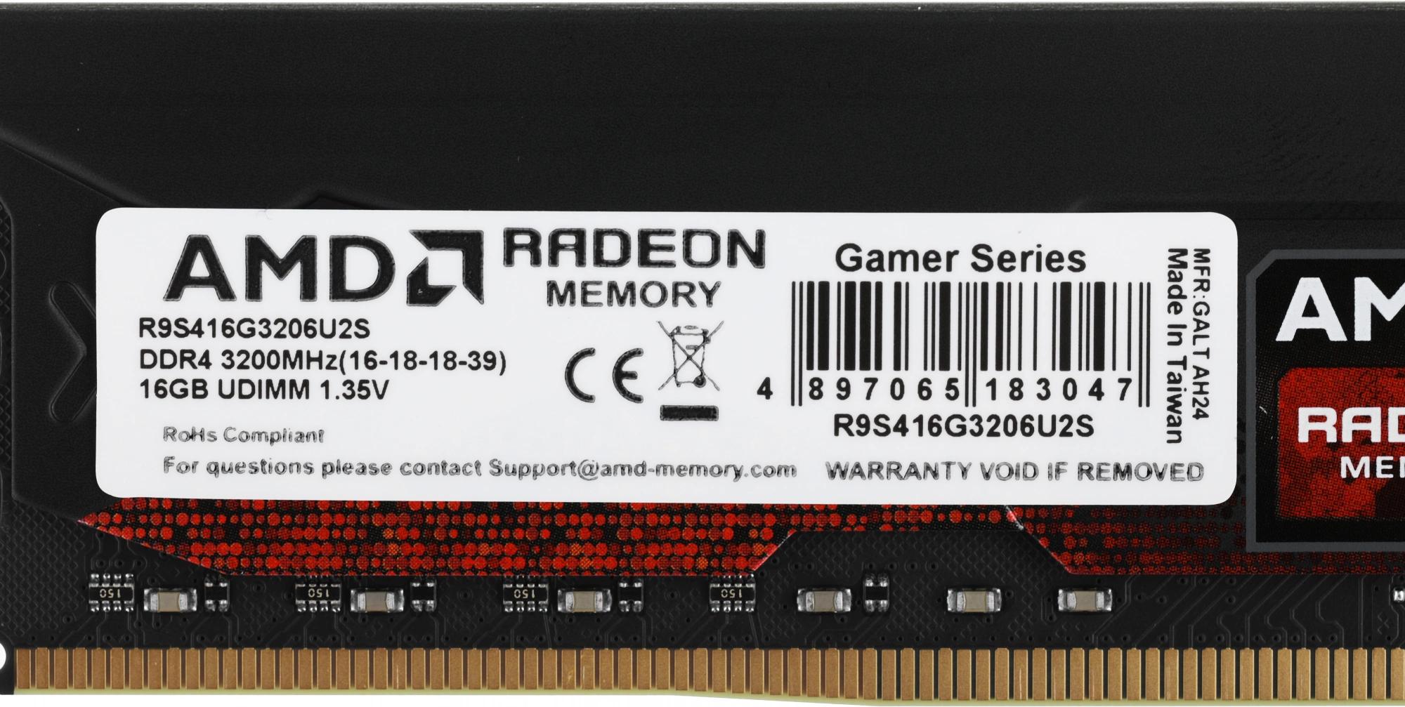 Оперативная память AMD DDR4 16Gb 3200MHz (R9S416G3206U2S)