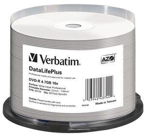 DVD-R диск Verbatim Wide Inkjet Printable (43744)