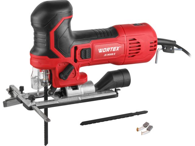 Лобзик электрический WORTEX JS 9008 E в кор. 750 Вт, 800-3000 ход/мин, пропил до 90 мм, грибов. рук. (грибов. рукоятка, литая подошва, маятн. ход, под
