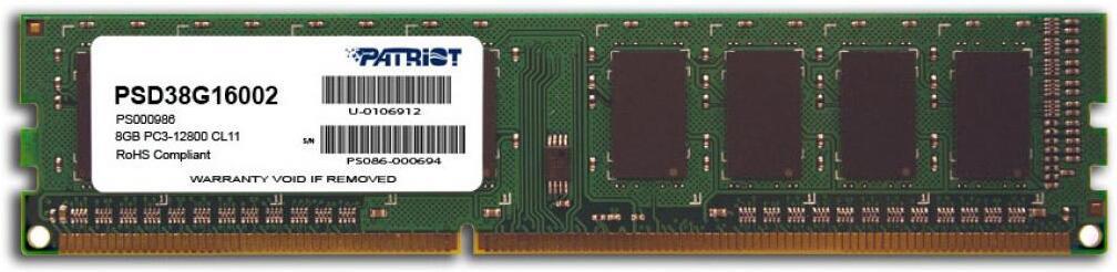 Оперативная память Patriot DDR3-1600 8GB PC-12800 (PSD38G16002)