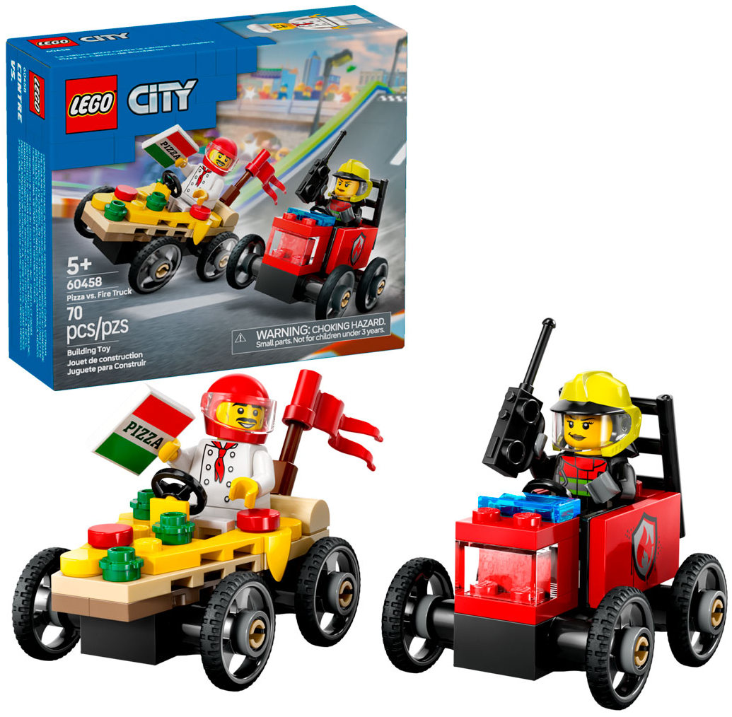 Конструктор Lego City Гоночный набор: пицца против пожарной машины (60458)