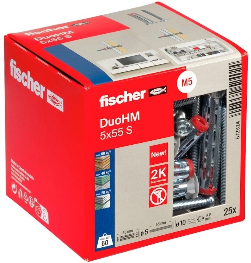 Дюбель Fischer DuoHM 5x55 S TX 25шт (572924)