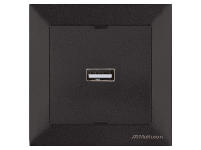 Розетка 1-ая USB (скрытая) черная, DARIA, MUTLUSAN